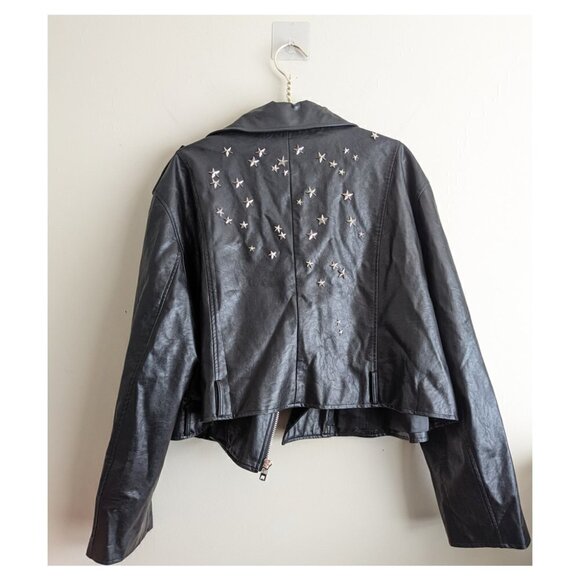 Moto faux leather jacket with star studs - Picture 4 of 9